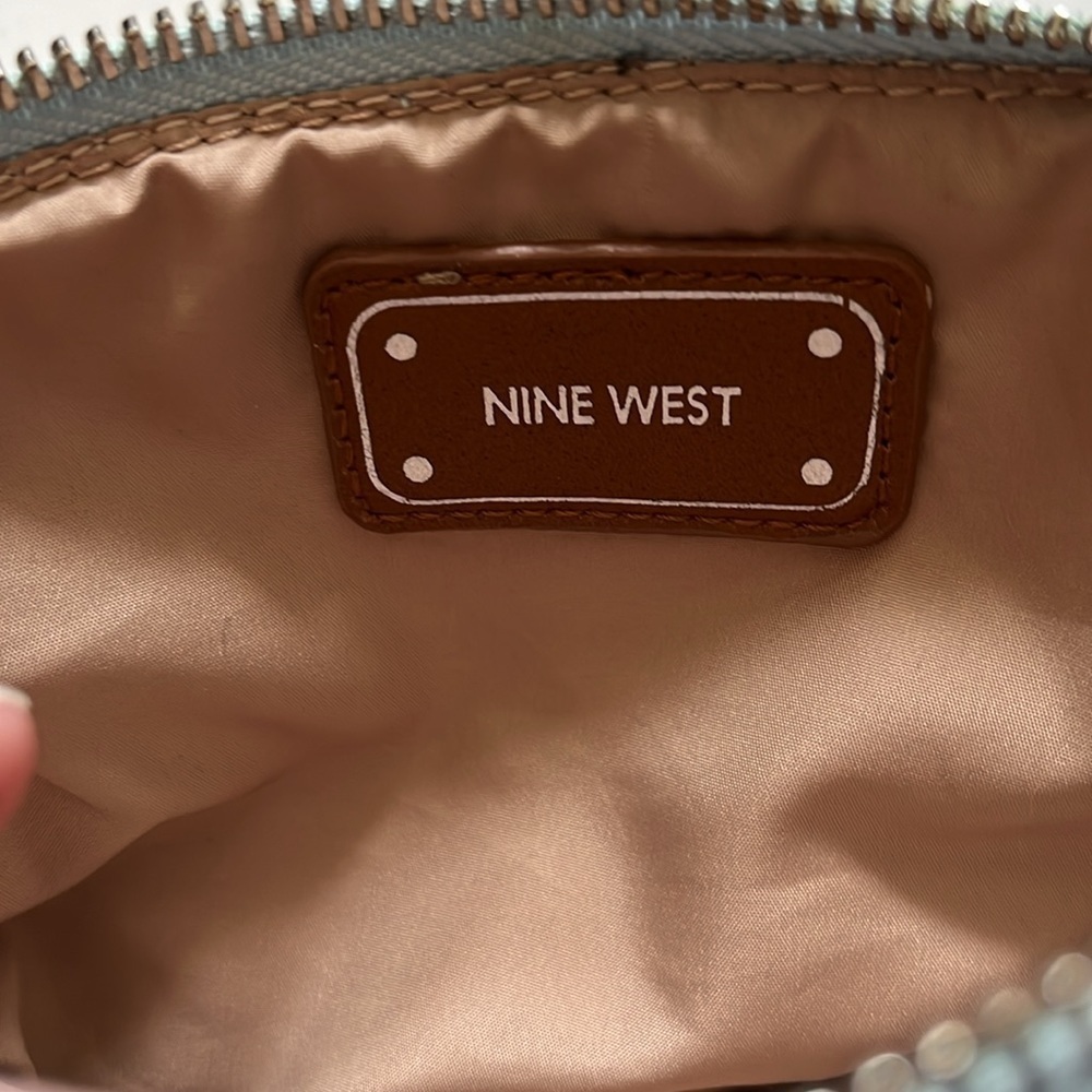 9West Maria Lopez Crossbody bag mini dome top Vegan leather light blue EUC - Picture 13 of 14
